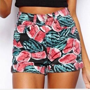 OG American Apparel Watermelon Print Denim Shorts 26/27